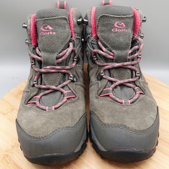 CLORTS Boots Womens 8.5 All Terrain Gray Pink Suede Hiking Trail HKM-822B Flaw - Picture 2 of 10